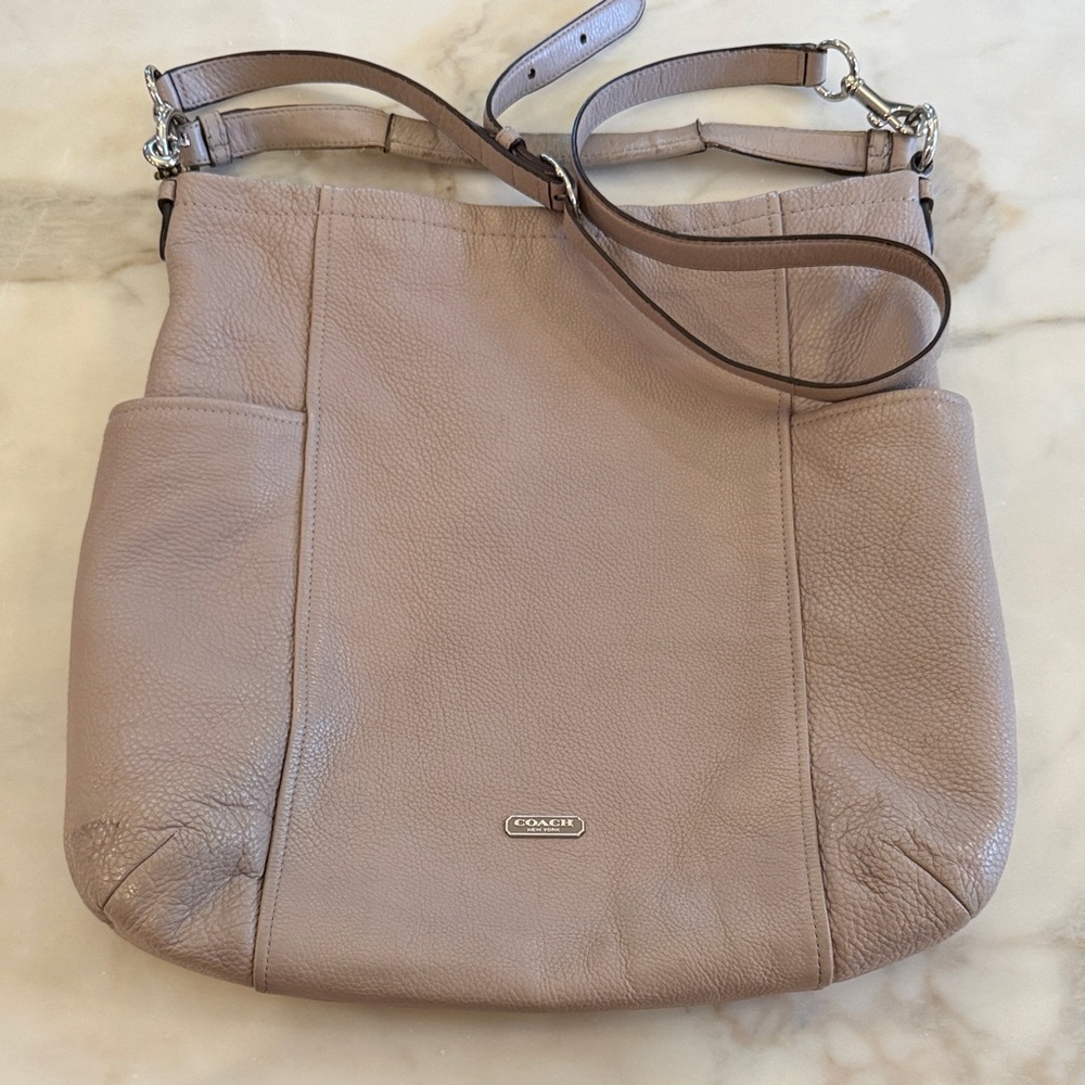 Coach Mushroom Gray Leather Shoulder Bag
